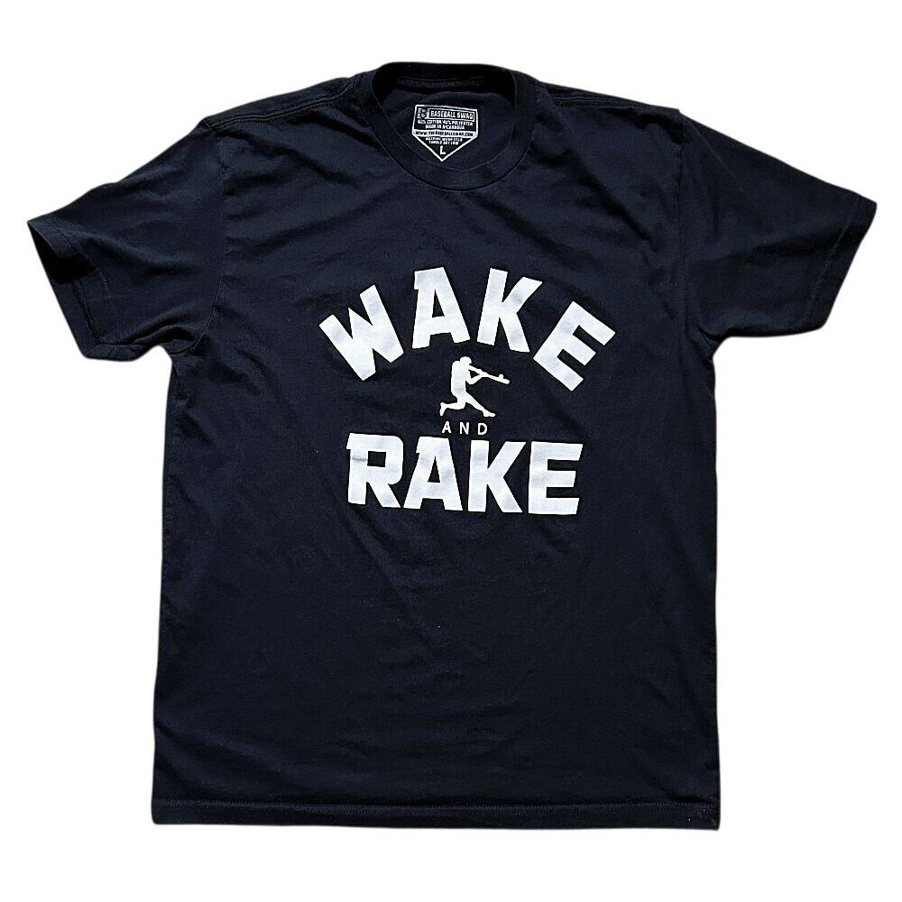Baseball Swag Wake and Rake Black & White Men's T-Shirt Large